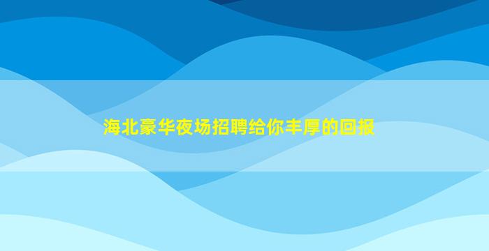 海北豪华夜场招聘给你丰厚的回报